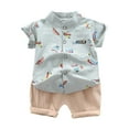 thumbnail image 1 of Fozruso Boys 2 Pieces Summer Outfits Cartoon Set Clothes Tops+Shorts Summer 1 4Years Boys Baby Outfits T Shirt Boys Outfits&Set,Sizes 18-24 Months(Green), 1 of 3