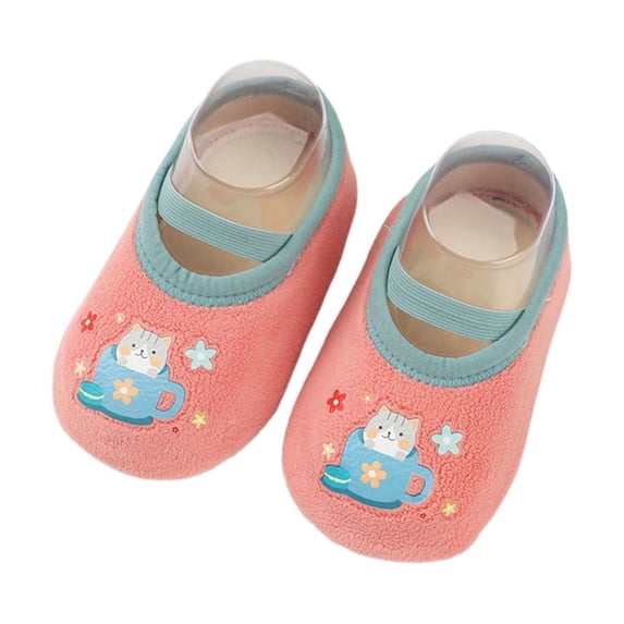 Fozruso Boys And Girls Indoor Floor Socks Toddler Shoes Early Education Breathable Cartoon Floor Socks Features Sizes 5.5 Toddler(Pink)