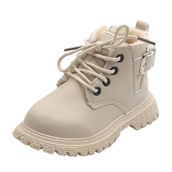Fozruso Boys And Girls PU Lace Shoes Fashion Mesh Lace Boots Non Slip Breathable Nude Boots,Sizes 11(5-5.5 Years)