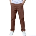 thumbnail image 1 of Fozruso Boys Casual Straight Fit Pants Elastic Comfortable Kids Khaki Pants For Kids School Casual Pants Sizes 12-13 Years(Brown), 1 of 7