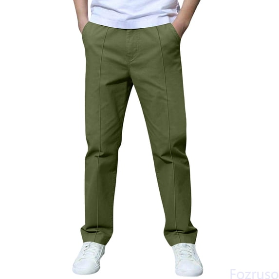 Fozruso Boys Casual Straight Fit Pants Elastic Comfortable Kids Khaki Pants For Kids School Casual Pants Sizes 13-14 Years(Green)