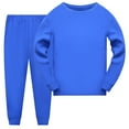 thumbnail image 1 of Fozruso Boys' Clothing Sets Toddler Boys Girls Long Sleeve Solid Prints T Shirt Tops Long Pants Outfits,Sizes 6-7 Years(Blue), 1 of 4