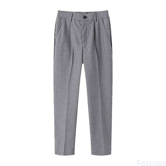 Fozruso Boys Flat Front Dress Pants Adjustable Waist School Uniform Pants Long Pants for School Sizes 13-14 Years(Gray)