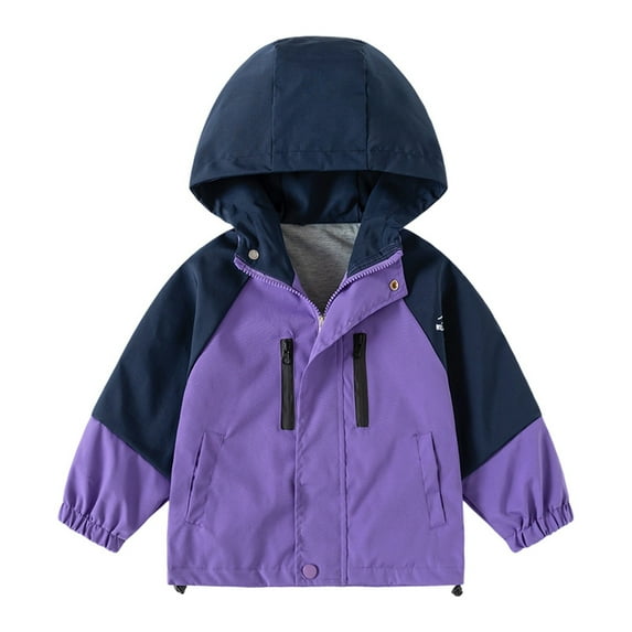 Fozruso Boys Jacket 6-7 Years,Boys Windbreaker Jacket For Kids Lightweight Hooded Zipper Coat Outdoor Casual School Jacket For Boys Age 2 To 13 Years Purple