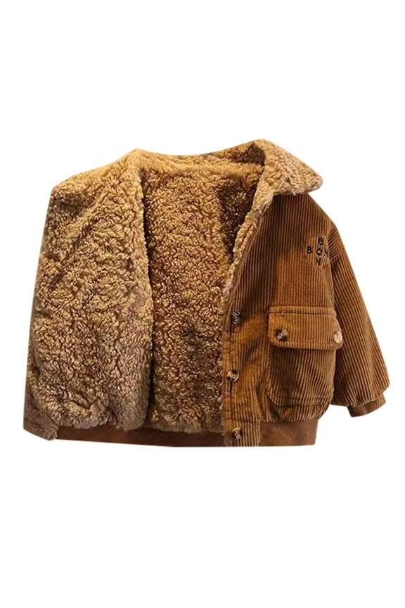 Boys Fleece Lined Outwear 12-18 Months,Casual Button Up Pockets Jacket Warm School Outwear Coat