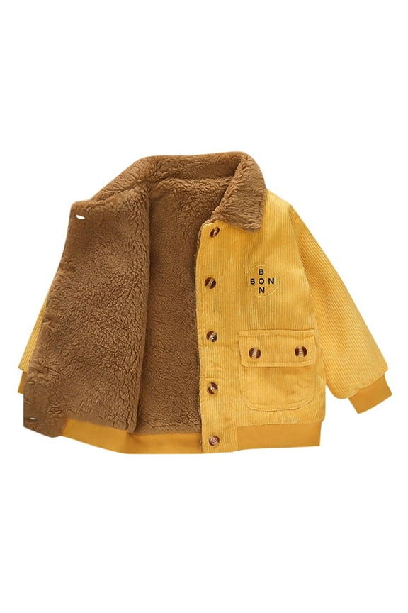 Boys Fleece Lined Outwear 2-3 Years,Casual Button Up Pockets Jacket Warm School Outwear Coat