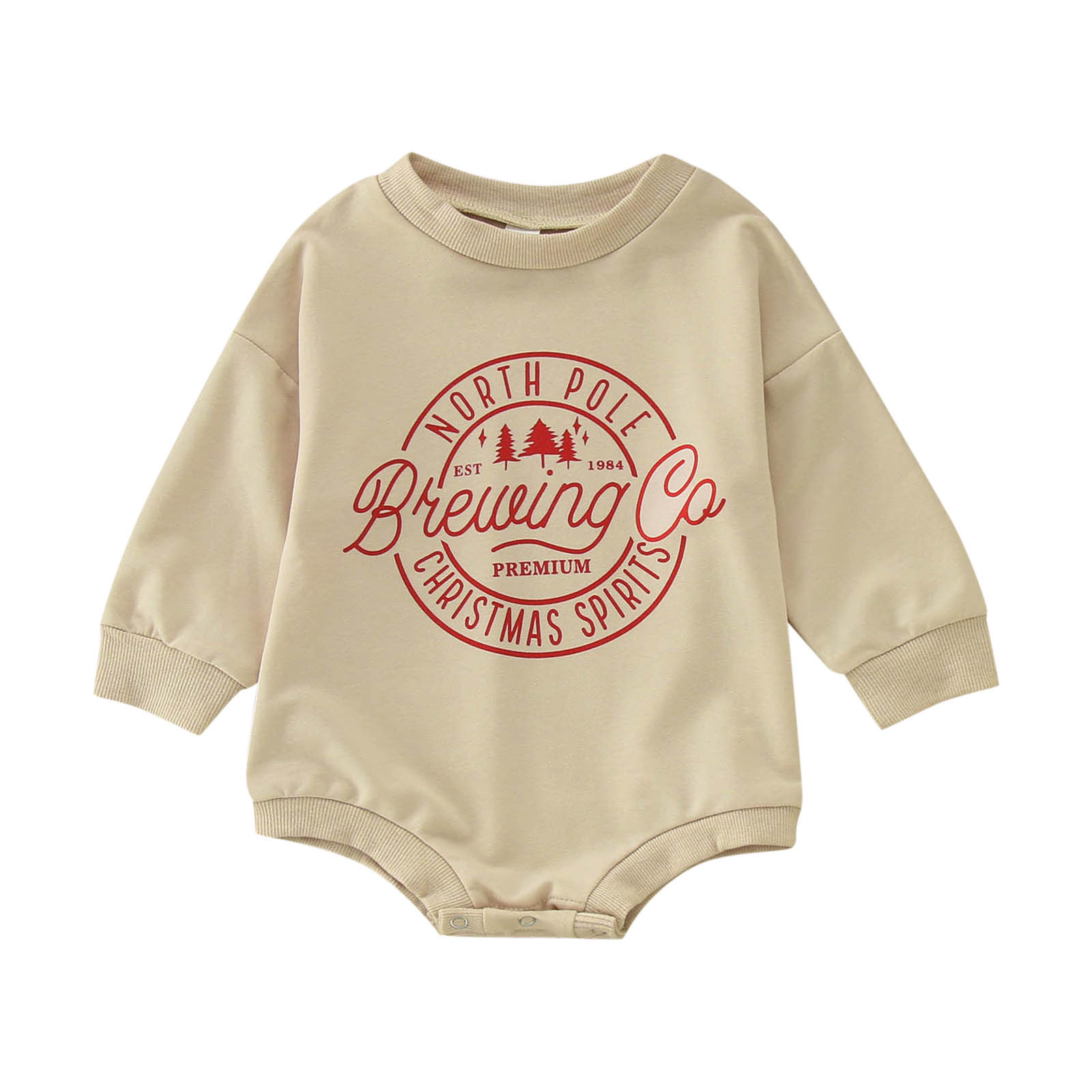 Fozruso Boys Girls Christmas Long Sleeve Letter Prints Pullover Romper