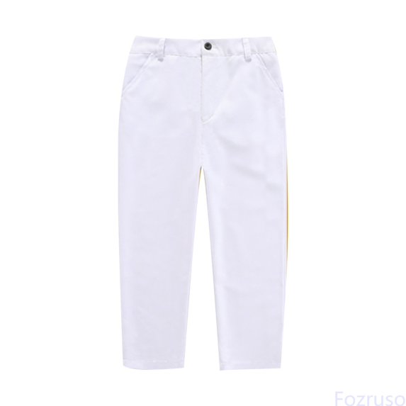 Fozruso Boys' Girls‘ Flat Front Dress Pants Adjustable Waist School Wear Formal Casual Pants Trousers For Kids Pants for School Casual Sizes 11-12 Years(White)