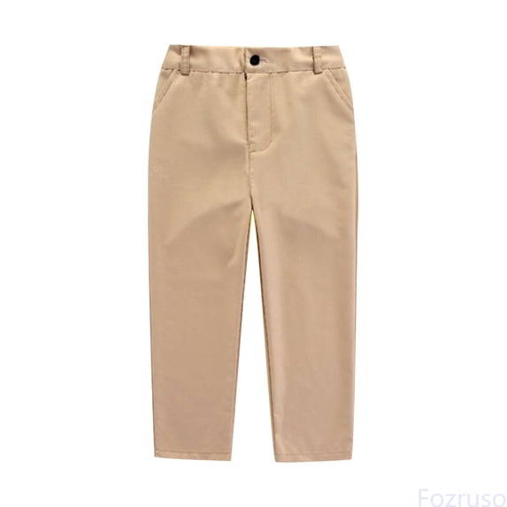 Fozruso Boys' Girls‘ Flat Front Dress Pants Adjustable Waist School Wear Formal Casual Pants Trousers For Kids Pants for School Casual Sizes 11-12 Years(Yellow)