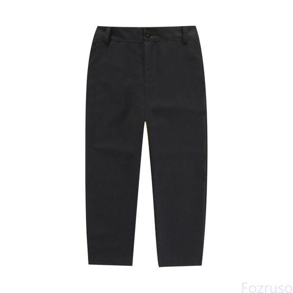 Fozruso Boys' Girls‘ Flat Front Dress Pants Adjustable Waist School Wear Formal Casual Pants Trousers For Kids Pants for School Casual Sizes 5-6 Years(Black)