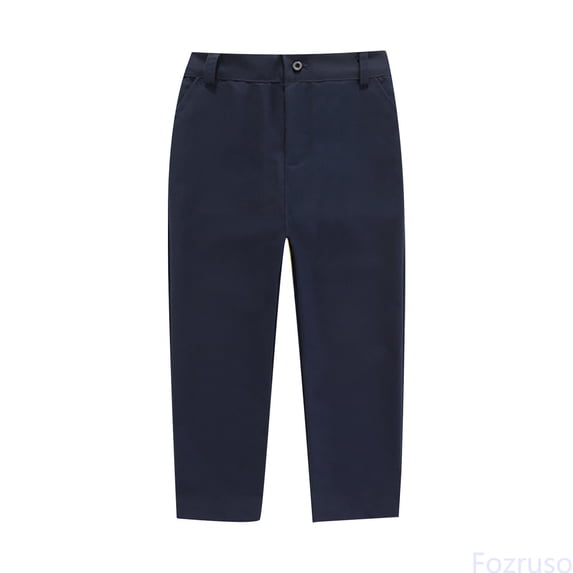 Fozruso Boys' Girls‘ Flat Front Dress Pants Adjustable Waist School Wear Formal Casual Pants Trousers For Kids Pants for School Casual Sizes 6-7 Years(Blue)