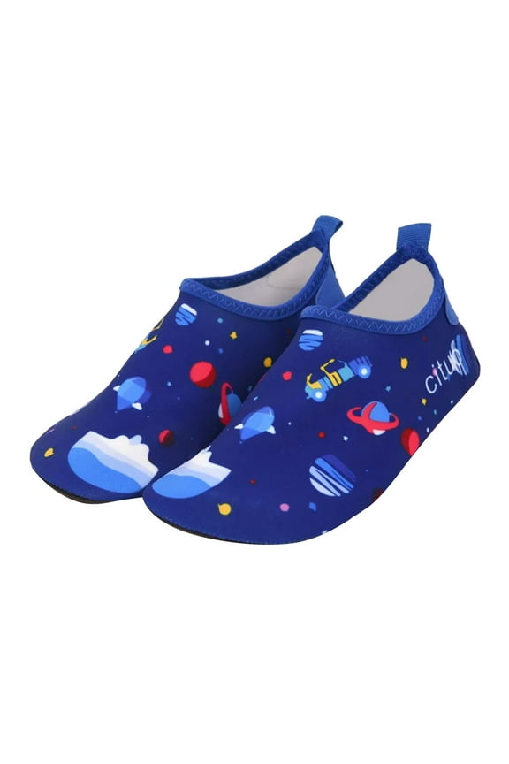 Boys Girls Quick Drying Swim Water Shoes Kids Cartoon Beach Barefoot Shoes, Sizes 5 Toddler