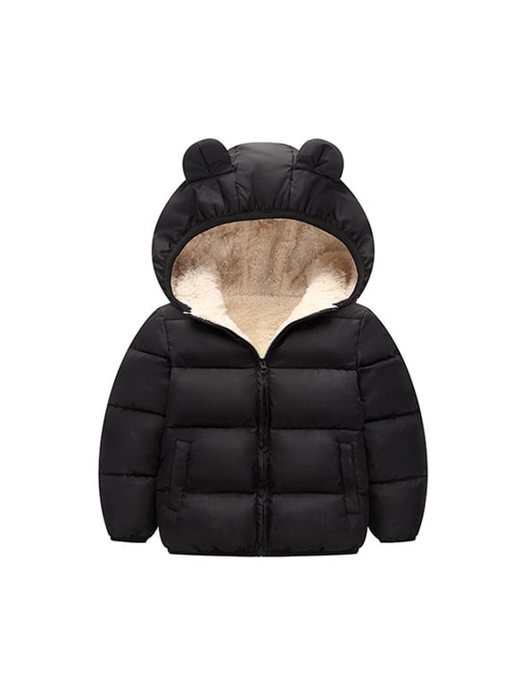 Boys Hooded Puffer Jacket 18-24 Months,Long Sleeve Zipper Lined Coat Winter Warm School Outwear with Pocket
