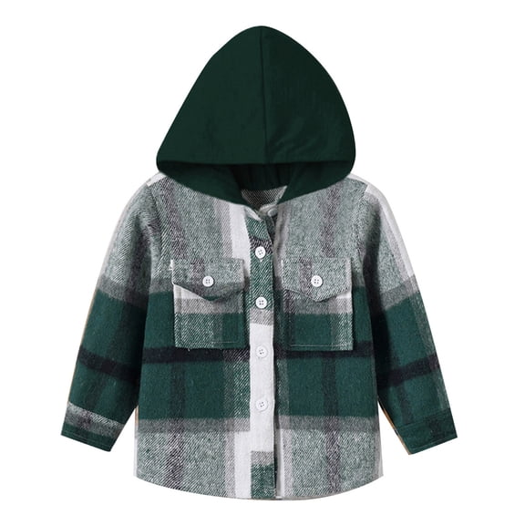 Fozruso Boys Jackets Coats 6-12 Months,Toddler Boys Girls Shirt Coat Jacket Plaid Long Sleeve Kids Tops Hooded Outwear Multicolor