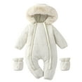 thumbnail image 1 of Fozruso Boys Lightweight Puffer Jacket 3-6 Months,Boys Snow Wear Winter Baby Jumpsuit With Hood And Collar Warm Romper For Infants 0 24 Months White, 1 of 3