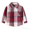 thumbnail image 1 of Fozruso Boys Long Sleeve Shirts with Pockets Plaid Pattern Casual Button Down Shirts Lightweight Summer Sizes 18-24 Months, 1 of 4
