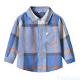 thumbnail image 1 of Fozruso Boys Long Sleeve Shirts with Pockets Plaid Pattern Casual Button Down Shirts Lightweight Summer Sizes 6-7 Years, 1 of 4
