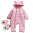 thumbnail image 1 of Fozruso Boys Outerwear Jackets 0-3 Months,Baby Boys Snowsuit Winter Warm Outfit With Double Zipper Hooded Romper For Infants 0 24 Months Outdoor Play And Daily Wear Pink, 1 of 1