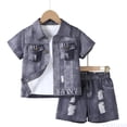 thumbnail image 1 of Fozruso Boys Outfit Sets,Summer Outfits 2 Piece Denim Short Sleeve Button-Down Shirt And Jeans Shorts Set,Sizes 3-5 Years, 1 of 5