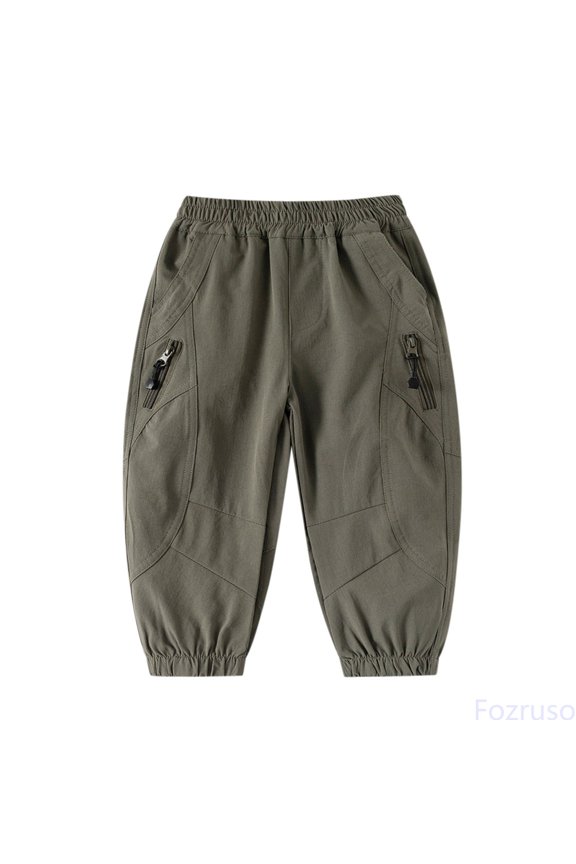 Boys Pants Elastic Waist Comfortable Outdoor Sports Trousers For Active Kids Age 3 10 Durable Playground Casual Long Pants Kids School Pants Sizes 8-10 Years(Green)