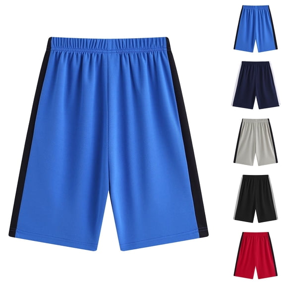 Fozruso Boys Running Shorts Stretch Elastic Waist Athletic Training Basketball Shorts for Kids Casual Outdoor Play(Black)