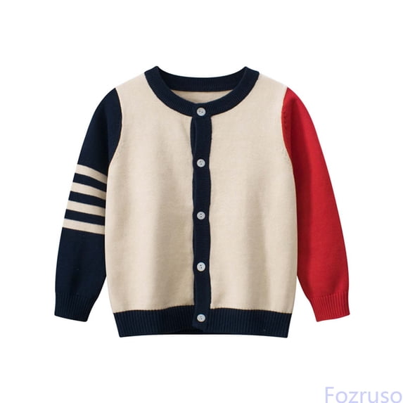 Fozruso Boys School Uniforms Sweater Cardigan Open Front Button Long Sleeve Cardigan,Red
