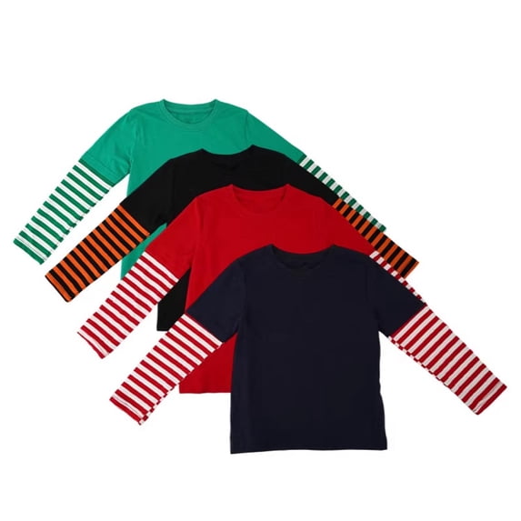 Fozruso Boys Striped Long Sleeve T-Shirts Casual Round Neck Pullover Tee Shirt Tops Fall Outfits