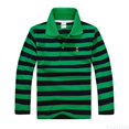 thumbnail image 1 of Fozruso Boys Striped Pattern Collared Shirt Long Sleeve Shirt School Uniform Shirts Summer Active Casual Tops for Kid Kids Collared Tops Sizes 12-13 Years, 1 of 4