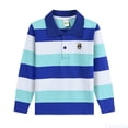 thumbnail image 1 of Fozruso Boys Striped Pattern Collared Shirt Long Sleeve Shirt School Uniform Shirts Summer Active Casual Tops for Kid Kids Collared Tops Sizes 3-4 Years, 1 of 5
