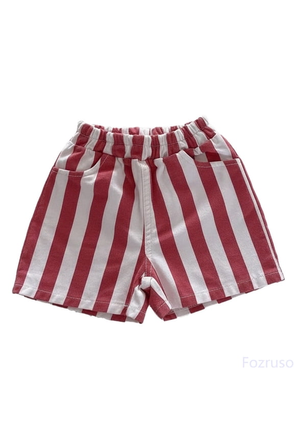 Boys Summer Casual Striped Color Shorts Toddler Baby Thin Lightweight Outdoor Play Short Pants Boys Lightweight Shorts Sizes 3-6 Months(Red)