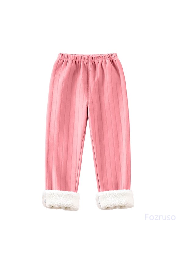 Boys Thermal Base Layer Pants Winter Warm Lined Tights For Kids Comfortable Stretch Fit Mid Waist Long Bottoms Kids Casual Pants Sizes 6-7 Years(Pink)