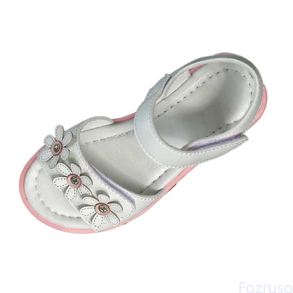 Fozruso Breathable Girls Sandals For Toddler Kids Lightweight Comfortable Casual Outdoor Play Shoes For Ages 1 10 Years,Sizes 11 Little Kid 4-4.5 Years(White)