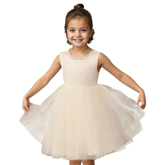 Fozruso Casual Floral Dresses Girls' Dress Backless Design With Bowknot Style For And Parties Elegant And Comfortable Sizes 120