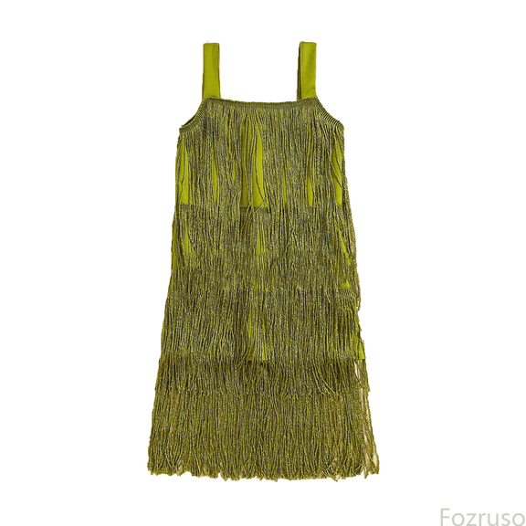 Fozruso Casual Floral Dresses Girls Flapper Dress Sequins Fringe Latin Dance Dress Tassel Tango Dress Sizes 18-24 Months