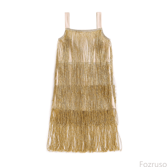 Fozruso Casual Floral Dresses Girls Flapper Dress Sequins Fringe Latin Dance Dress Tassel Tango Dress Sizes 2-3 Years