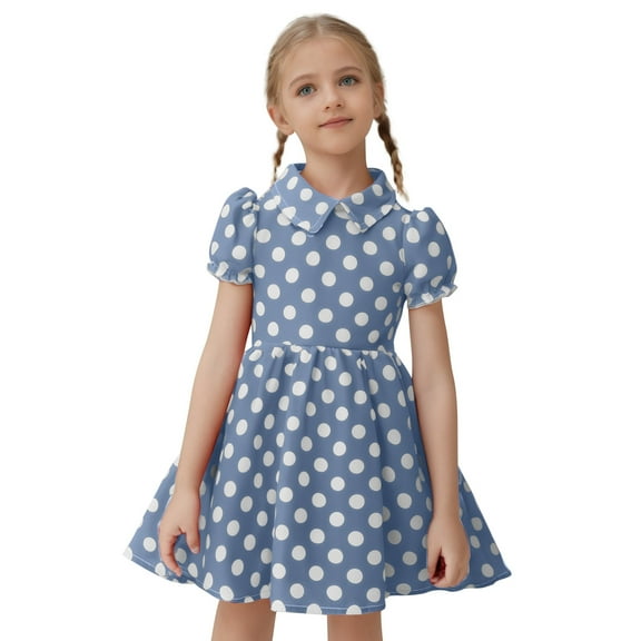 Fozruso Casual Floral Dresses Outfits Party Sleeveless Gown Dress Kid Dots Prints Floral Children Girl Clothes Girls Dresses Sizes 6-7 Years