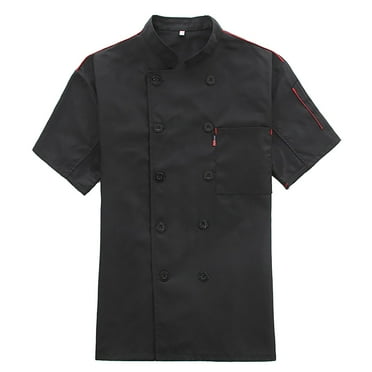 Fozruso Chefs Jacket Unisex Chefs Clothing Hotel With Long Sleeves And Contrasting Red Buttons Chefs Jacket For Men & Women