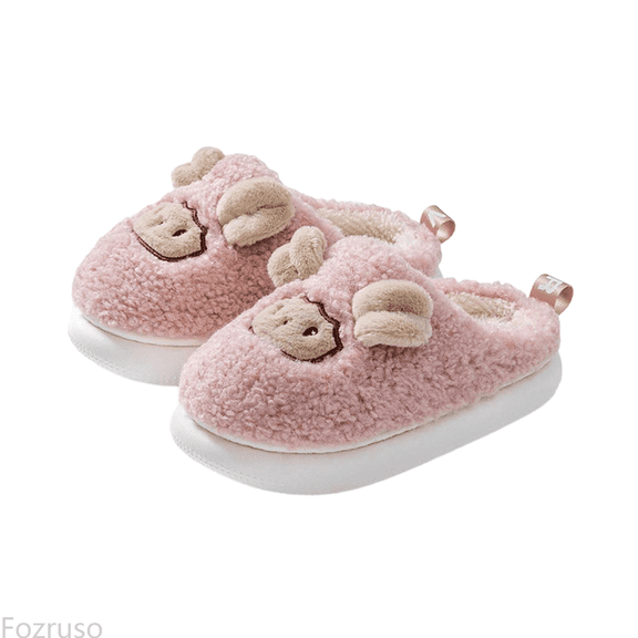 Fozruso Child Casual Slippers Winter Warm Indoor Shoes For Toddler Soft Comfortable Cute Cartoon Design For Kids Slippers,Plush Fleece Lined Slippers Sizes 13 Little Kid(7-8 Years)