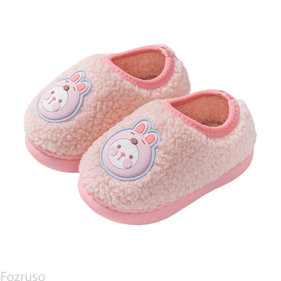 Fozruso Child Casual Slippers Winter Warm Indoor Shoes For Toddler Soft Comfortable Cute Cartoon Design For Kids Slippers,Winter Fleece Lined Slippers Sizes 7 Toddler(18-24 Months)