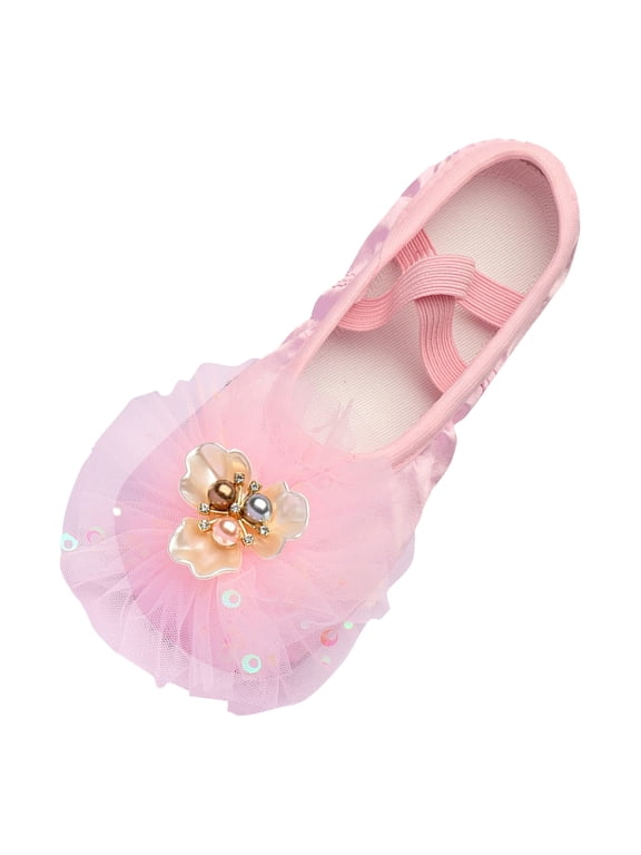 Children Shoes Dance Shoes Ballet Performance Indoor Lace Yoga Shoes For Children Sizes 12 Little Kid(Pink)