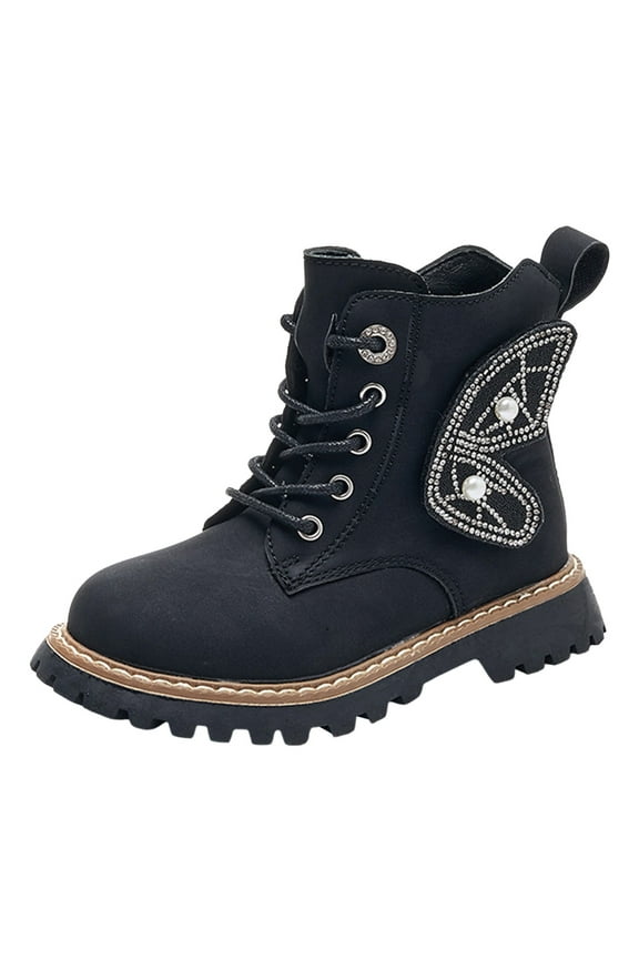 Children Shoes Fashion Platform Boots Fashion Princess Butterfly Wing Boots Fashion Soft Sole Boots,Sizes 2(10-10.5 Years)