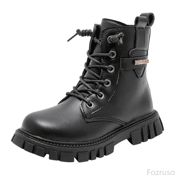 Fozruso Children Shoes Fashionable Flat Boots Comfortable Soft Sole Leather Children Boots Boots, Lined Boots Sizes 10.5 Little Kid(4-4.5 Years)