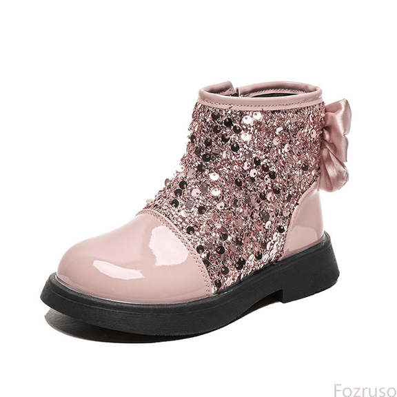 Fozruso Children Shoes Fashionable Flat Boots Comfortable Soft Sole Leather Children Boots Boots,Side Zipper Combat Boots Sizes 1 Big Kid(9-9.5 Years)