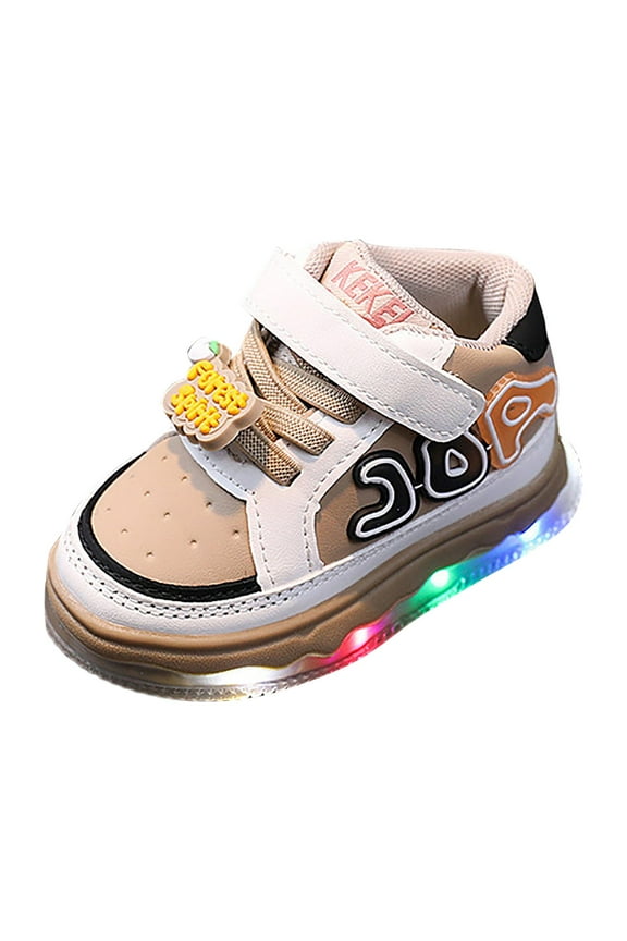 Children Shoes Sports Shoes Light Shoes Small White Shoes Light Board Shoes Non Soft Bottom Toddler Shoes Sizes 7 Toddler(Yellow)