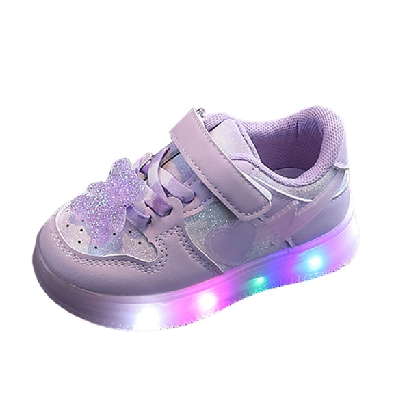 Fozruso Children Shoes Thick Soled Sneakers Fashionable And Casual Light Soled Shoes Soft Soled Sneakers Sizes 9 Little Kid(Purple)