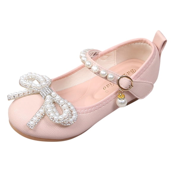 Fozruso Children Small Leather Shoes Single Shoes Baby Small Leather Shoes Soft Sole Buckle Princess Shoes Sizes 1 Big Kid(Pink)