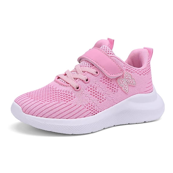 Fozruso Children's Fashion Mesh Lace Up Sneakers Color Matching Casual Comfortable Running Shoes Sizes 12.5 Little Kid(Pink)
