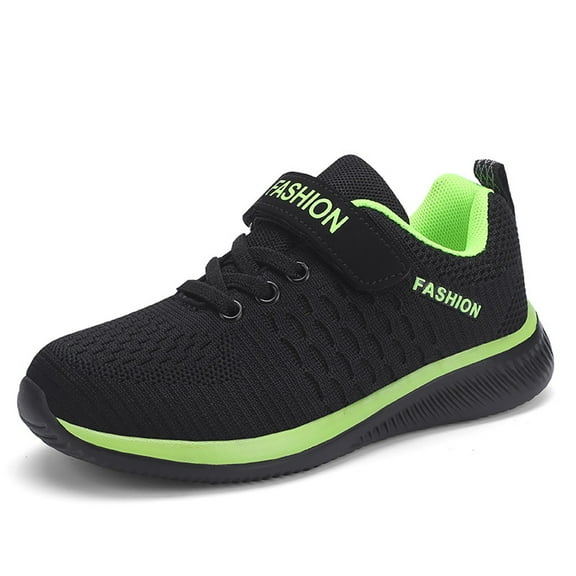 Fozruso Children's Fashion Solid Color Mesh Flying Woven Sneakers For Boys And Girls Comfortable Breathable Running Shoes Sizes 11.5 Little Kid(Green)