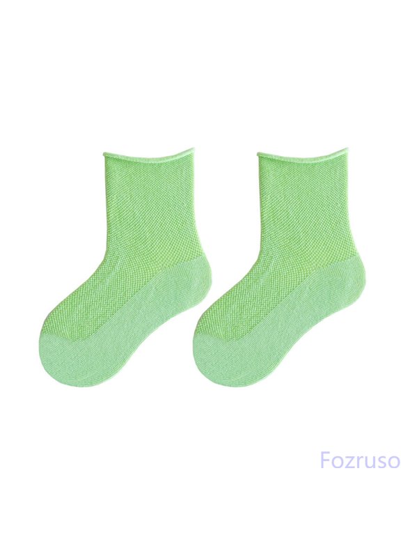 Children's Spring Summer Solid Candy Color Socks Toddler Kids Baby Boys Girls Thin Mesh Crew Socks Socks for School Kids,Green,XL