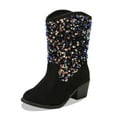 thumbnail image 1 of Fozruso Children's Winter Fashion Sequined Solid Color Mid Calf Suede Slip On Boots,Sizes 13(7-8 Years), 1 of 6